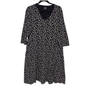 Svaha 2X Black Eyeglasses Print Midi Dress Organic Cotton Pockets Geek Novelty